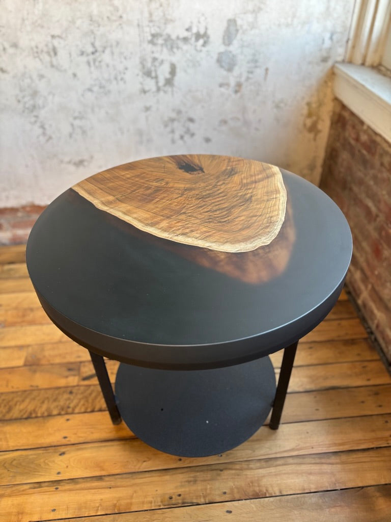 Black Walnut Epoxy Casted End Table Round