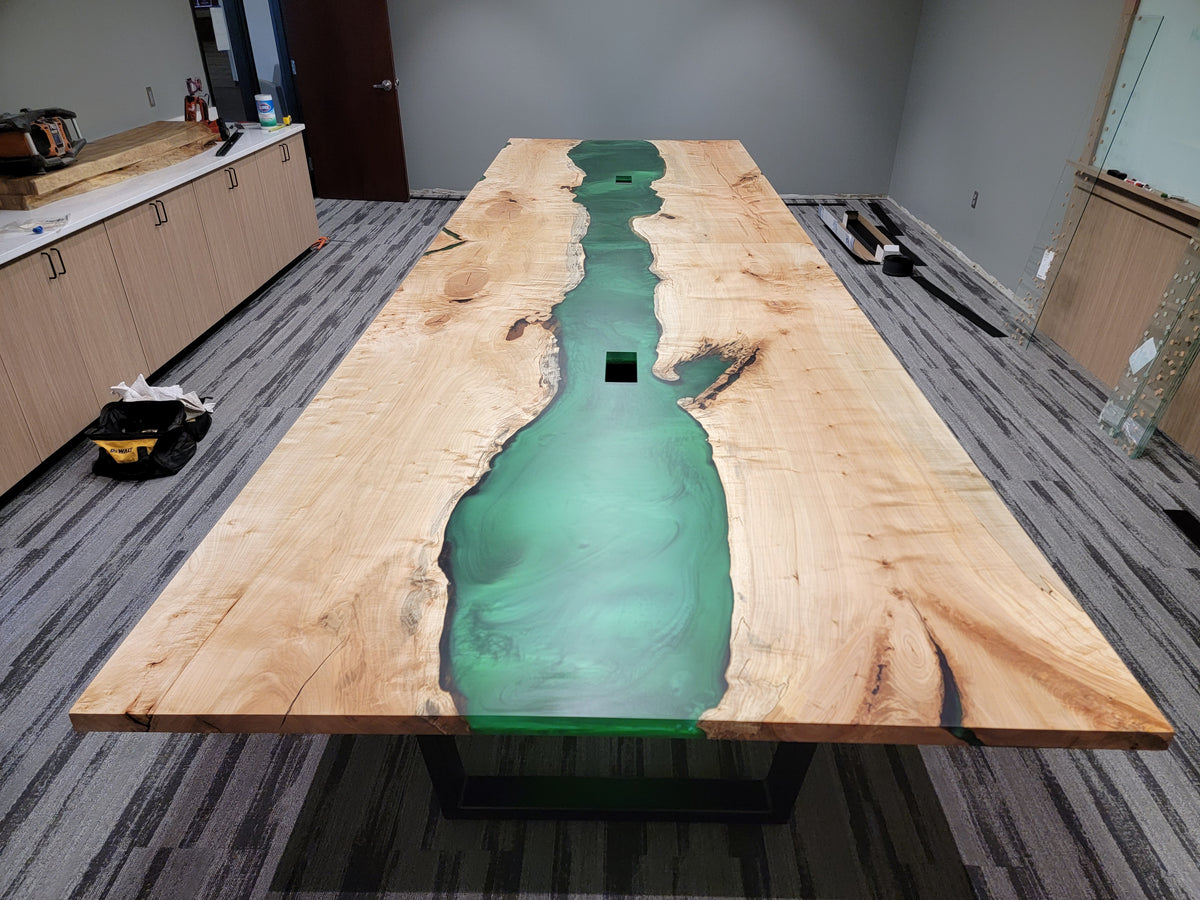 Maple Green Epoxy River Conference Table