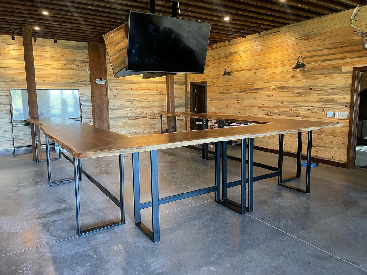 Live Edge Walnut U-Shaped Conference Table