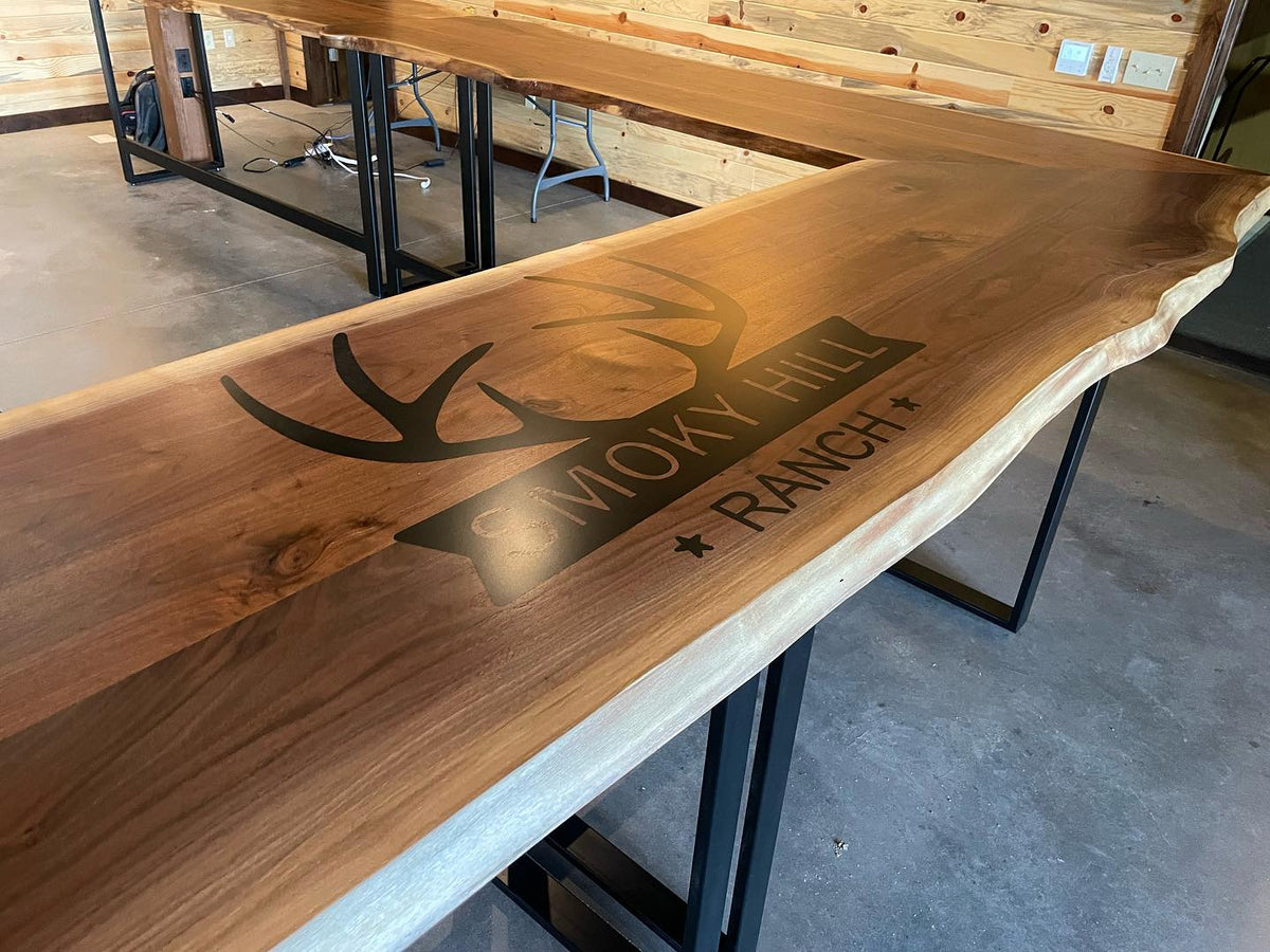 Live Edge Walnut U-Shaped Conference Table