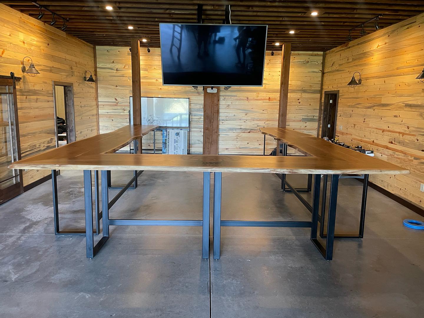 Live Edge Walnut U-Shaped Conference Table