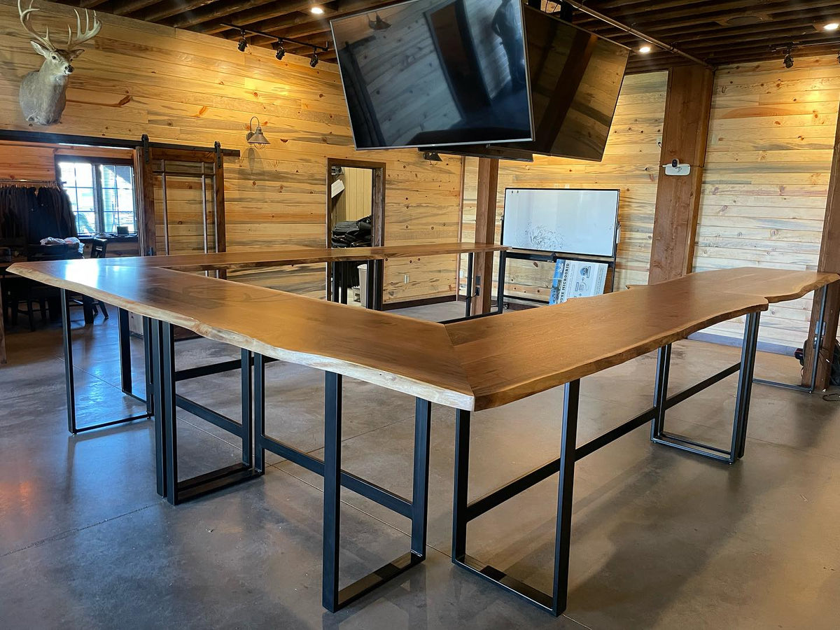 Live Edge Walnut U-Shaped Conference Table