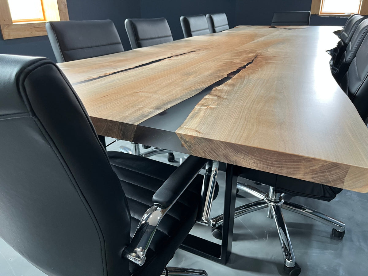 Live Edge Bookmatch Maple Conference Table 405 - KC Custom Hardwoods