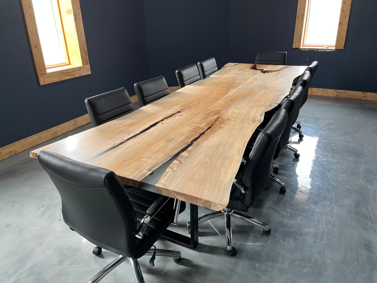 Live Edge Bookmatch Maple Conference Table 405 - KC Custom Hardwoods