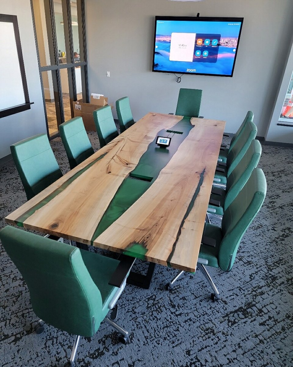 Green Epoxy River Maple Table