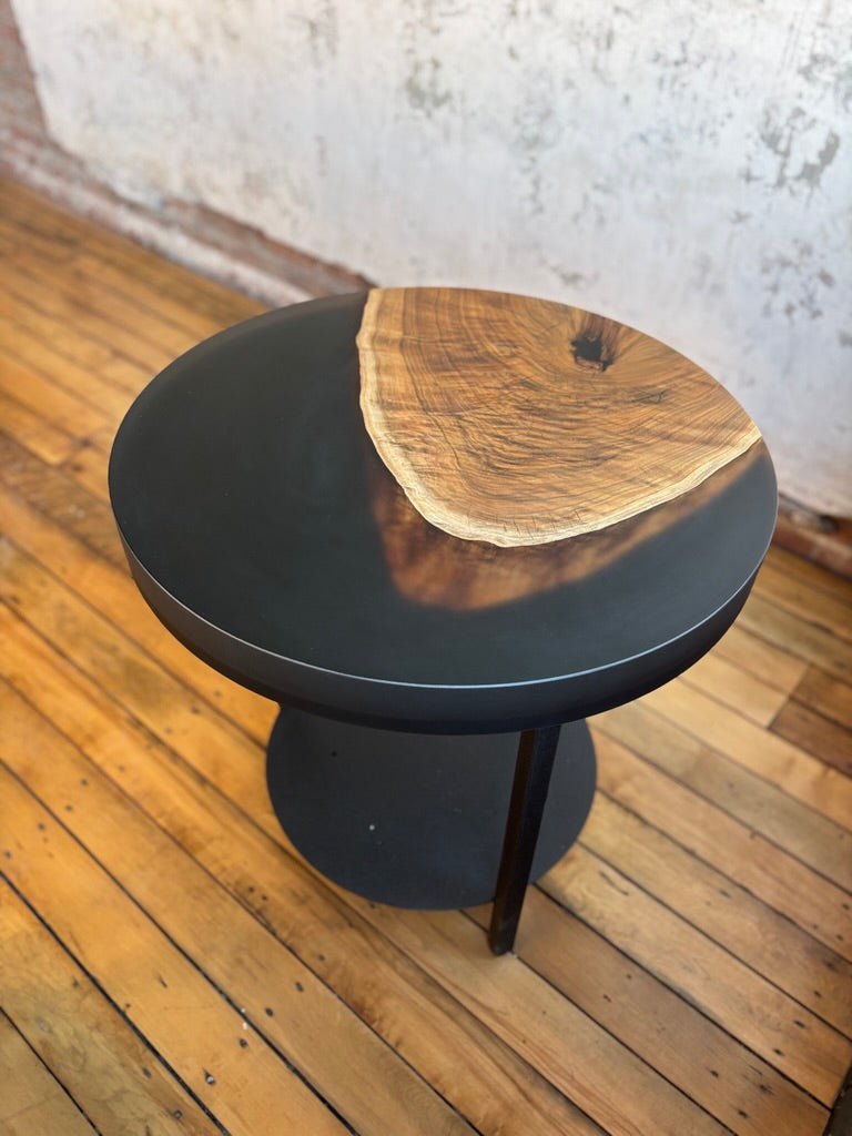 Black Walnut Epoxy Casted End Table Round