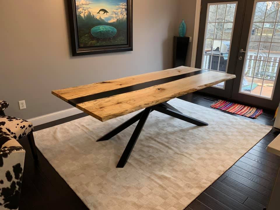 Live Edge Epoxy River Maple Dining Table