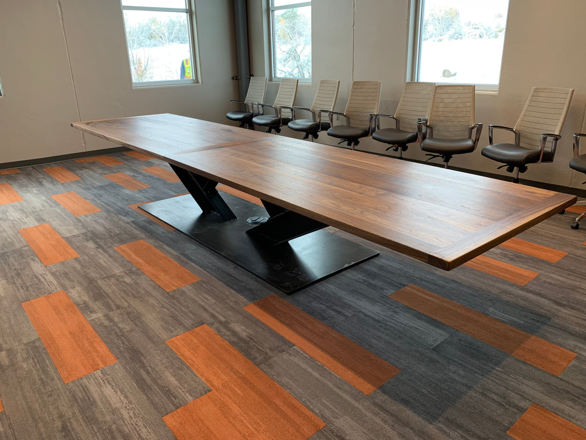 Black Walnut Conference Table on Custom Base