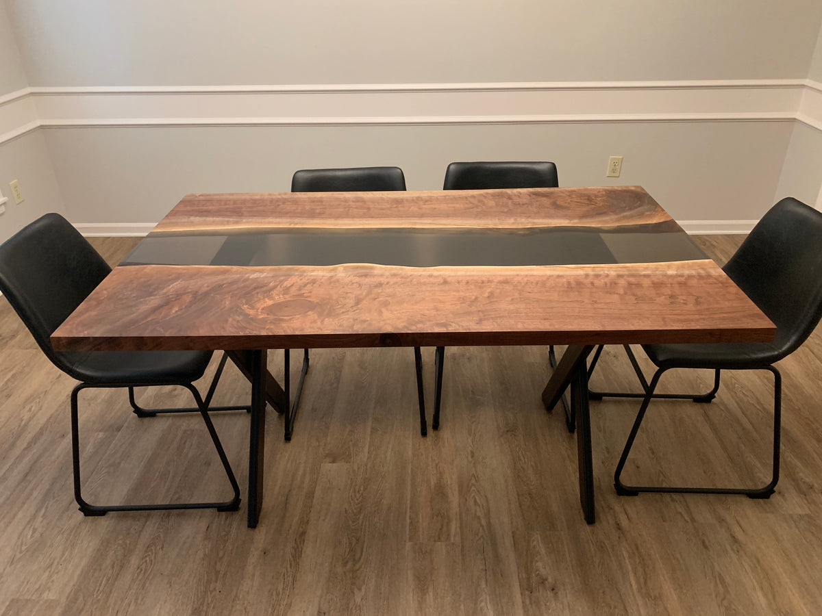 Epoxy River Table with custom metal legs