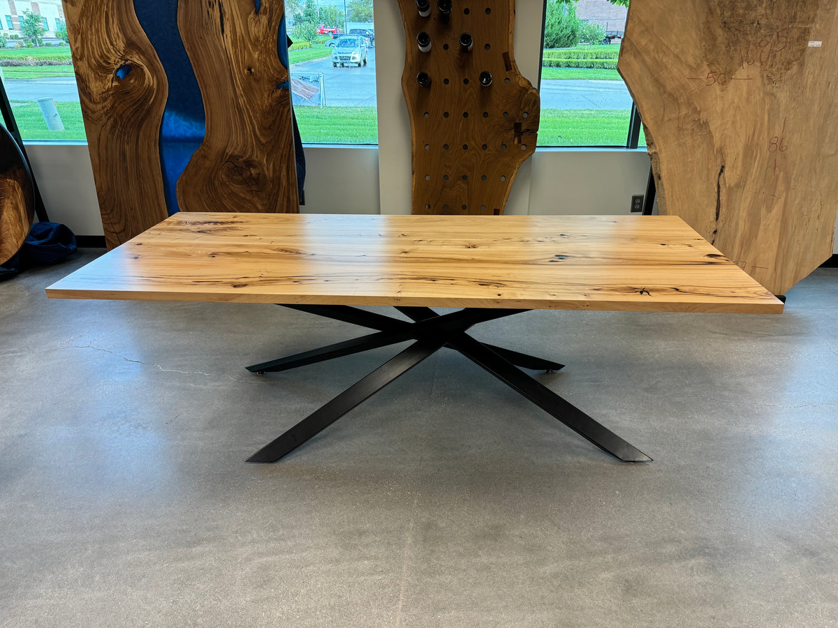 Elm Table on Custom Steel Base
