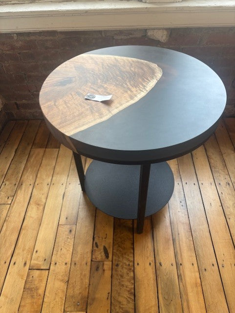 Black Walnut Epoxy Casted End Table Round