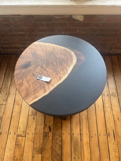 Black Walnut Epoxy Casted End Table Round