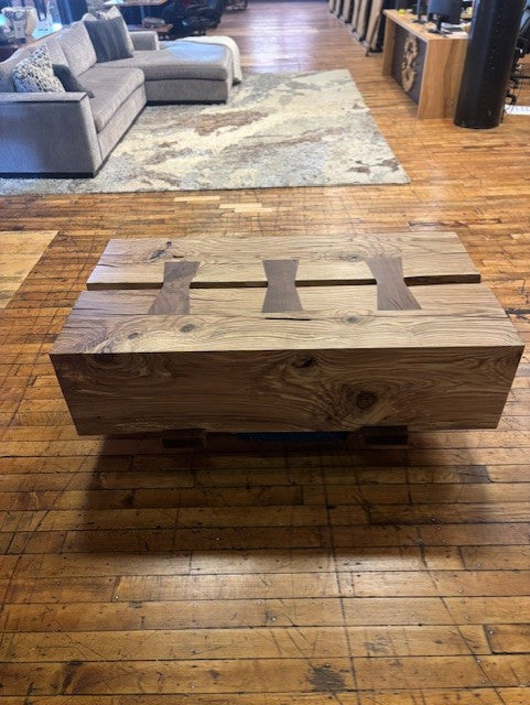 Black Walnut Bow-Tie Oak Beam Coffee Table