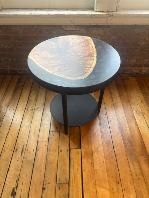 Black Walnut Epoxy Casted End Table Round
