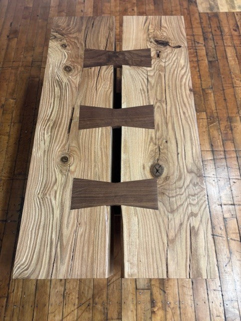 Black Walnut Bow-Tie Oak Beam Coffee Table