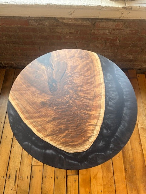Black Walnut Epoxy Casted End Table Round