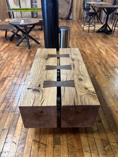 Black Walnut Bow-Tie Oak Beam Coffee Table
