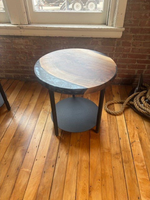Black Walnut Epoxy Casted End Table Round