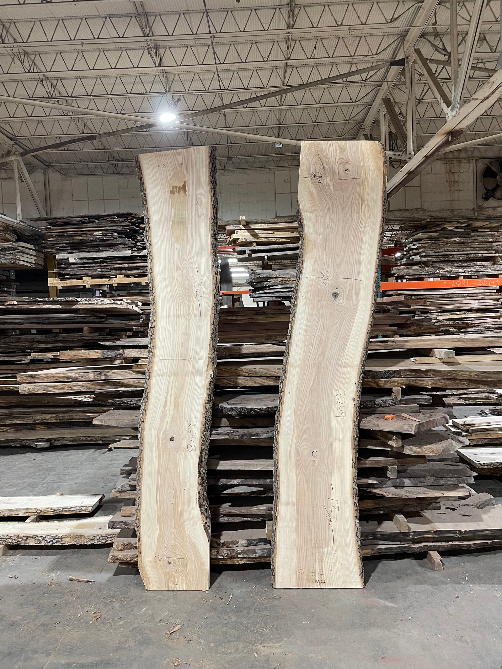 Ash Bookmatch (2248-2249) 132” L x 16-24” W x 2” T