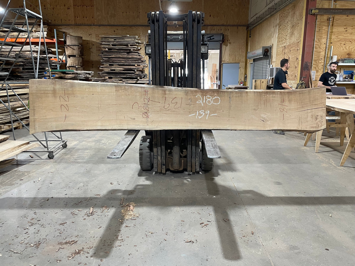 Maple Bookmatch (2179-2180) 139” L x 16-22” W x 2.5” T