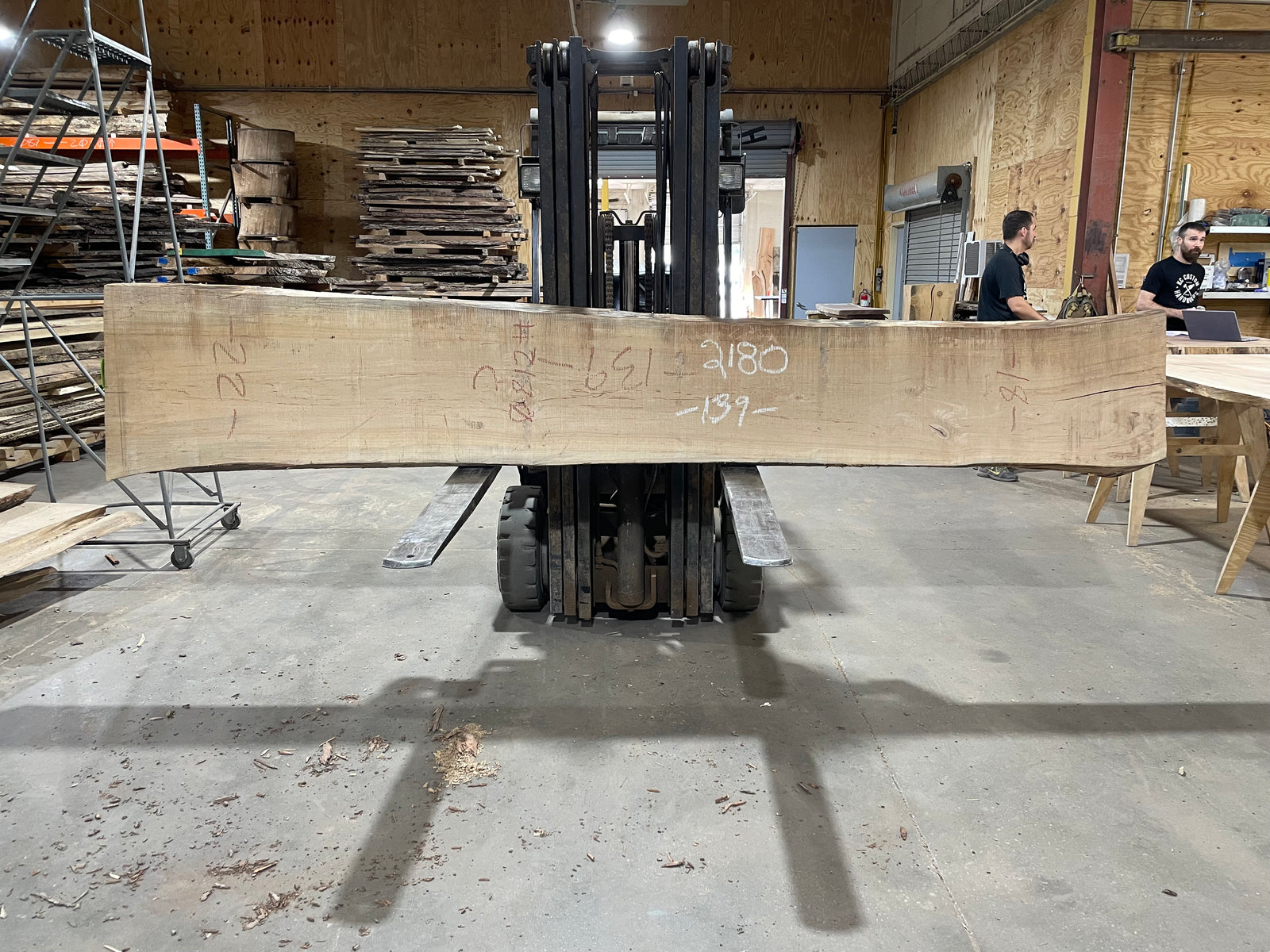 Maple Bookmatch (2179-2180) 139” L x 16-22” W x 2.5” T