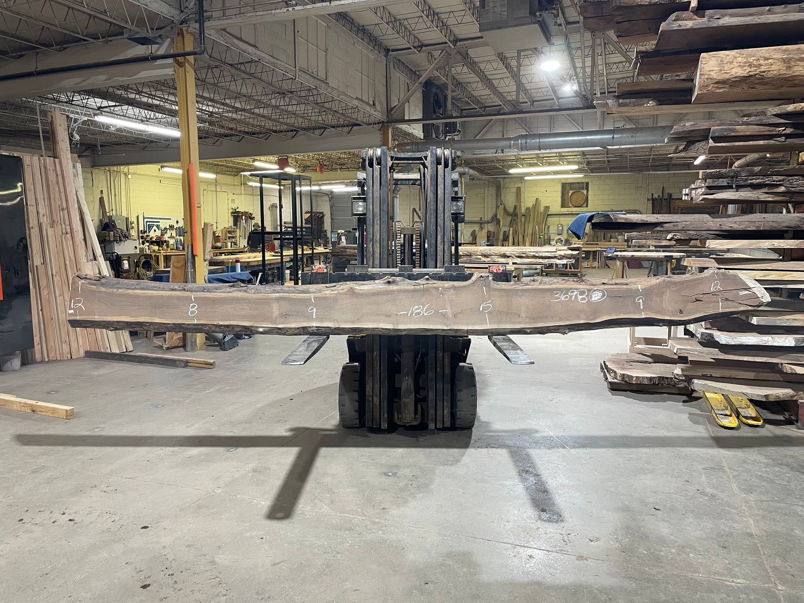 BLACK WALNUT (3698) 186” L x 8"-12” W x 2.75”