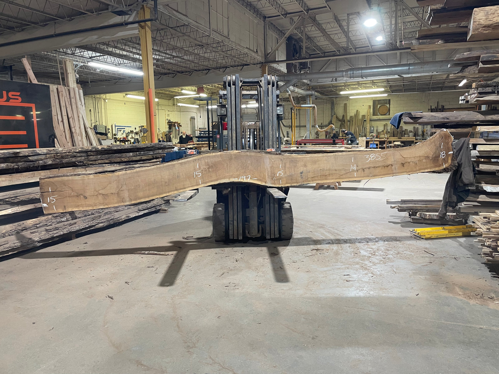 BLACK WALNUT (3855) 197” L x 14"-18” W x 2.5”