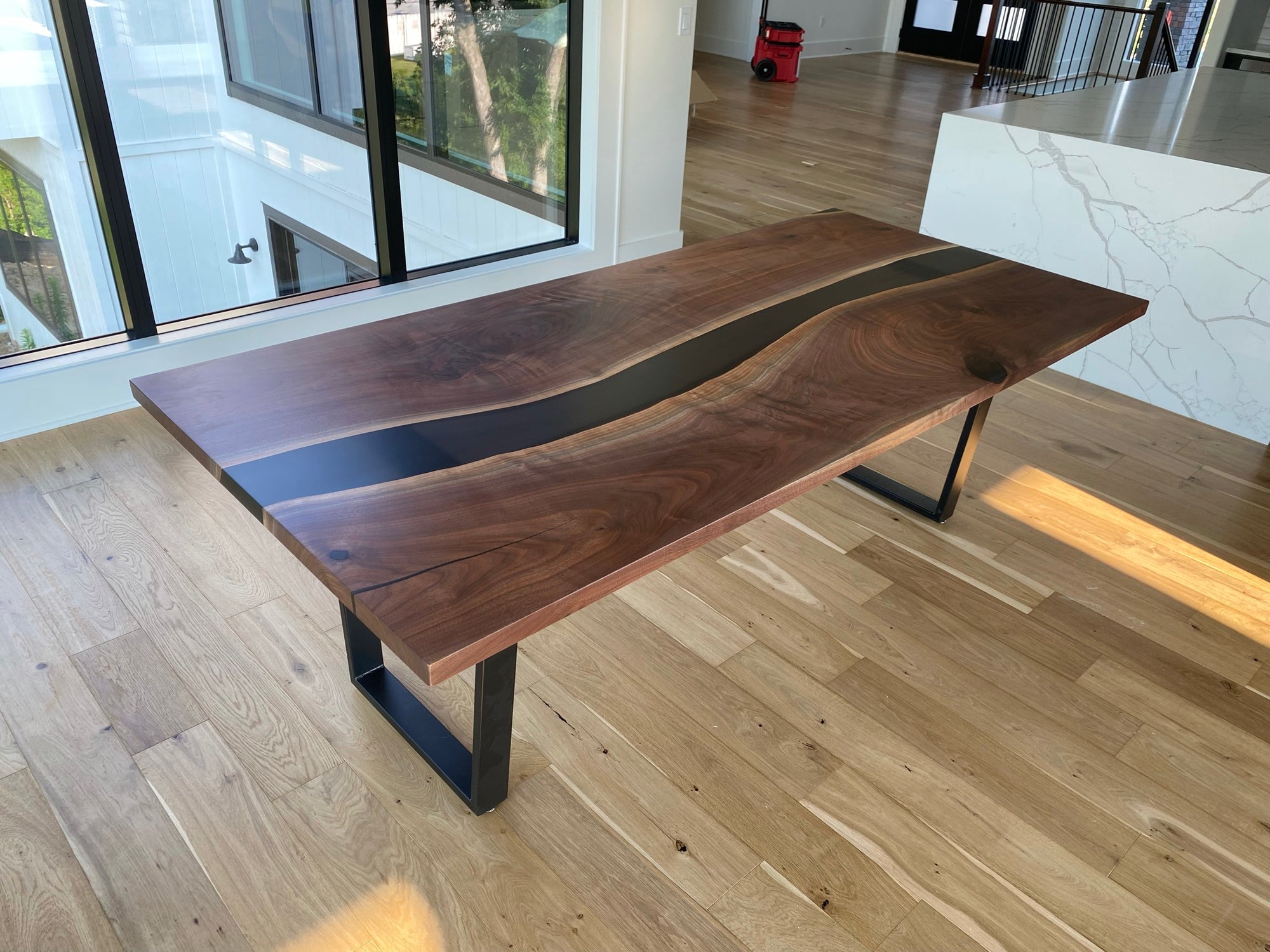 Epoxy River Dining Table with Smokey Epoxy - KC Custom Hardwoods