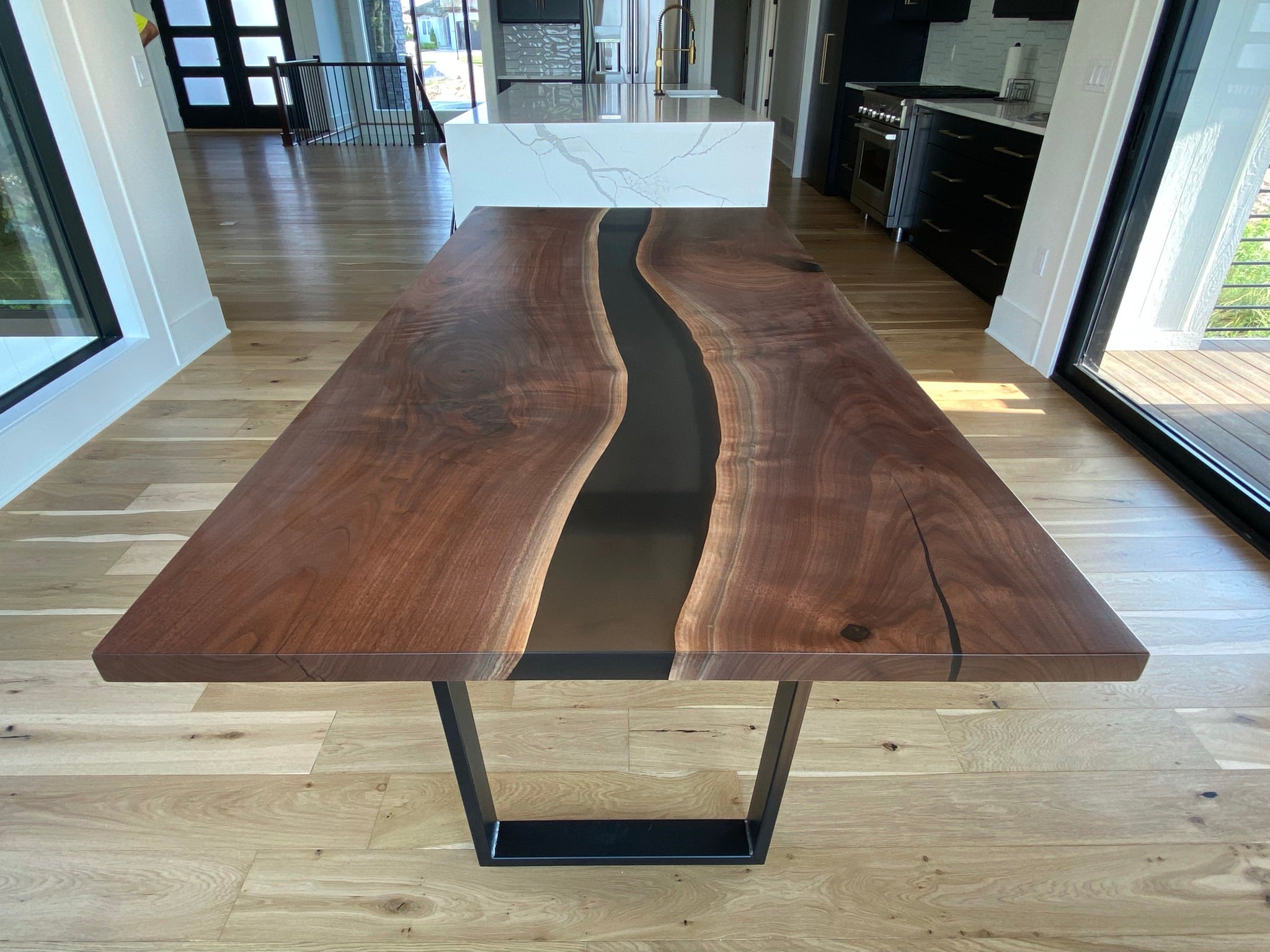 Epoxy River Dining Table with Smokey Epoxy - KC Custom Hardwoods