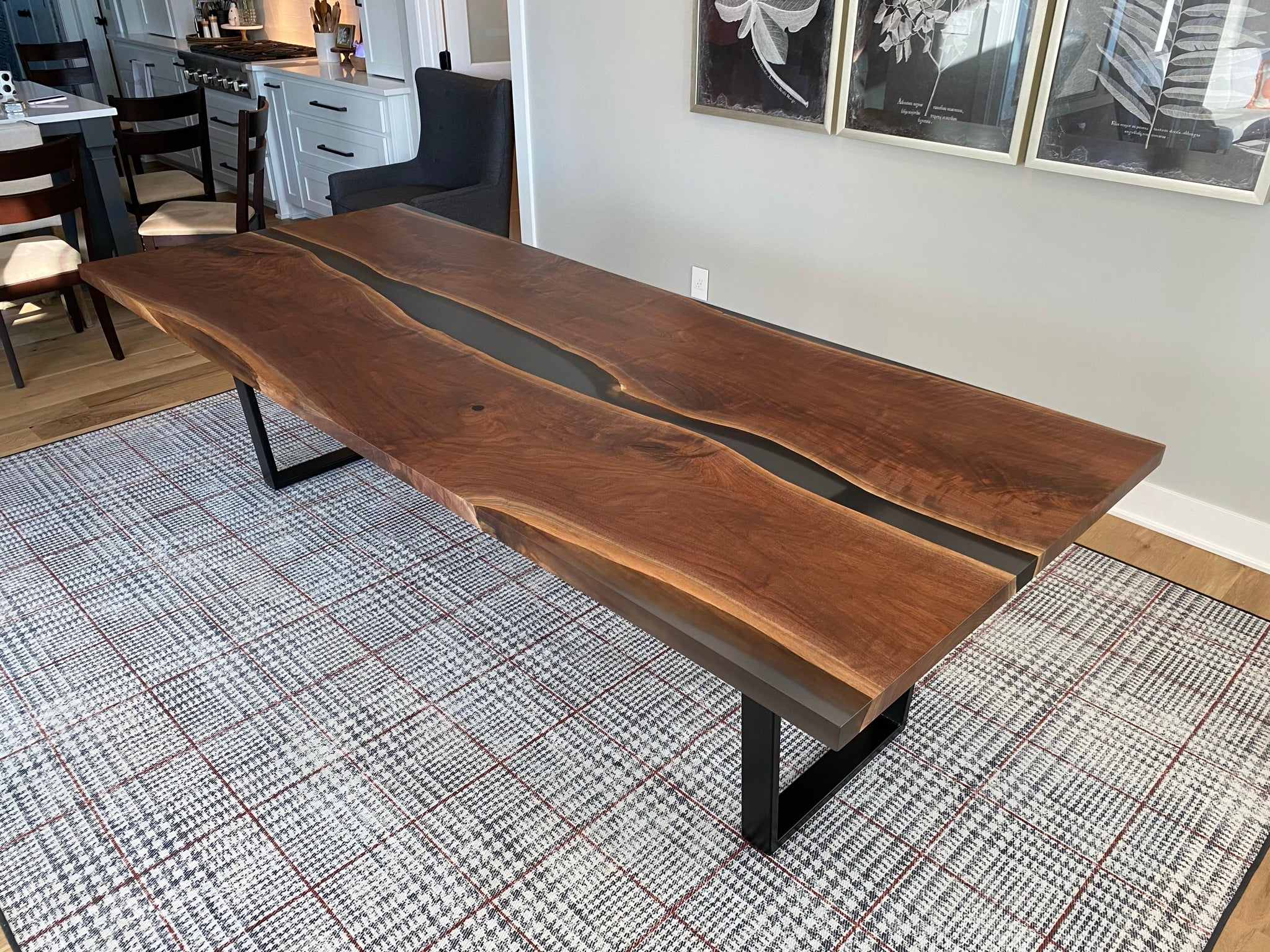 Epoxy River Dining Table with Smokey Epoxy (9' Long) - KC Custom Hardwoods