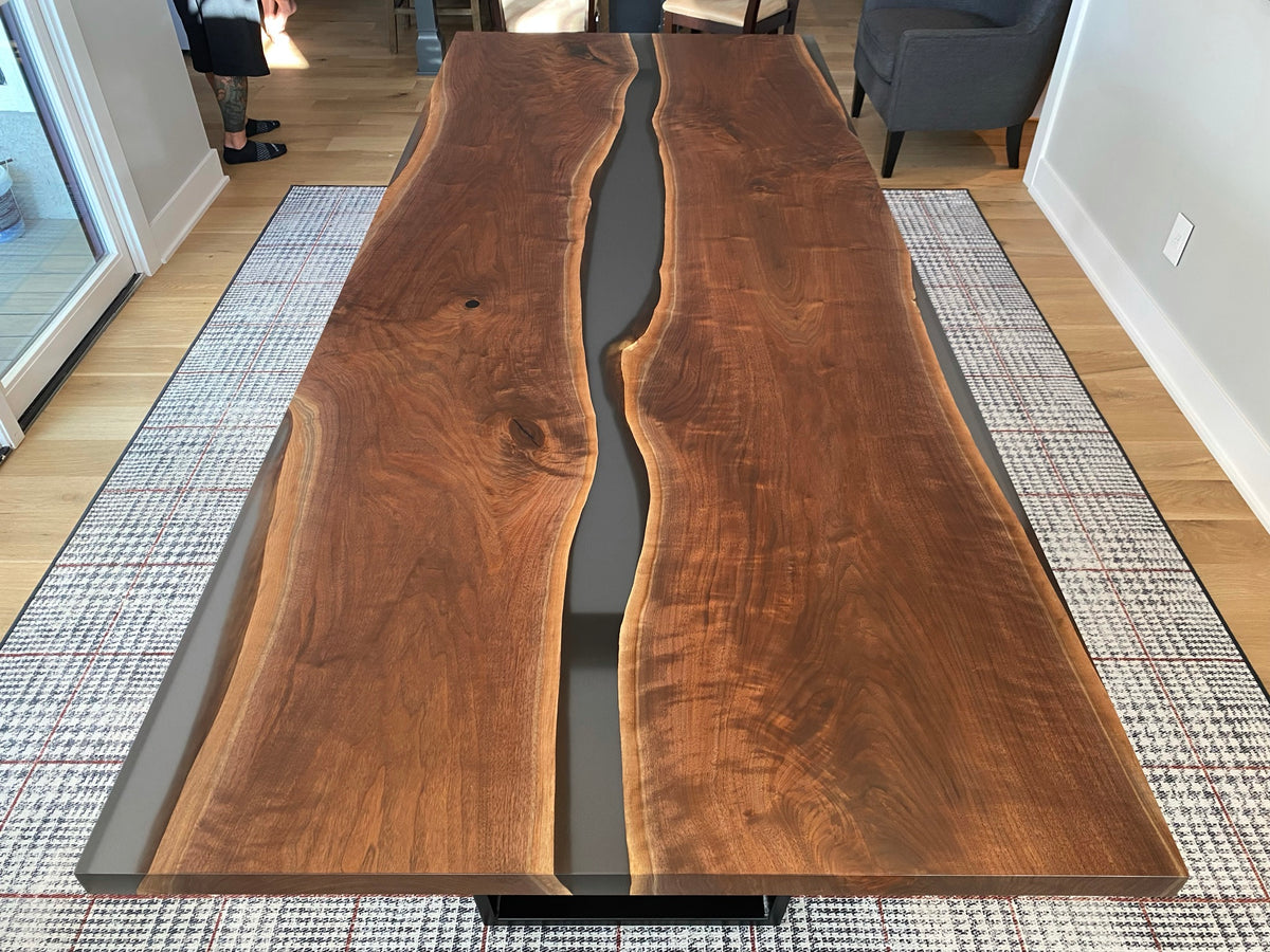 Walnut Bookmatch Epoxy River Dining Table