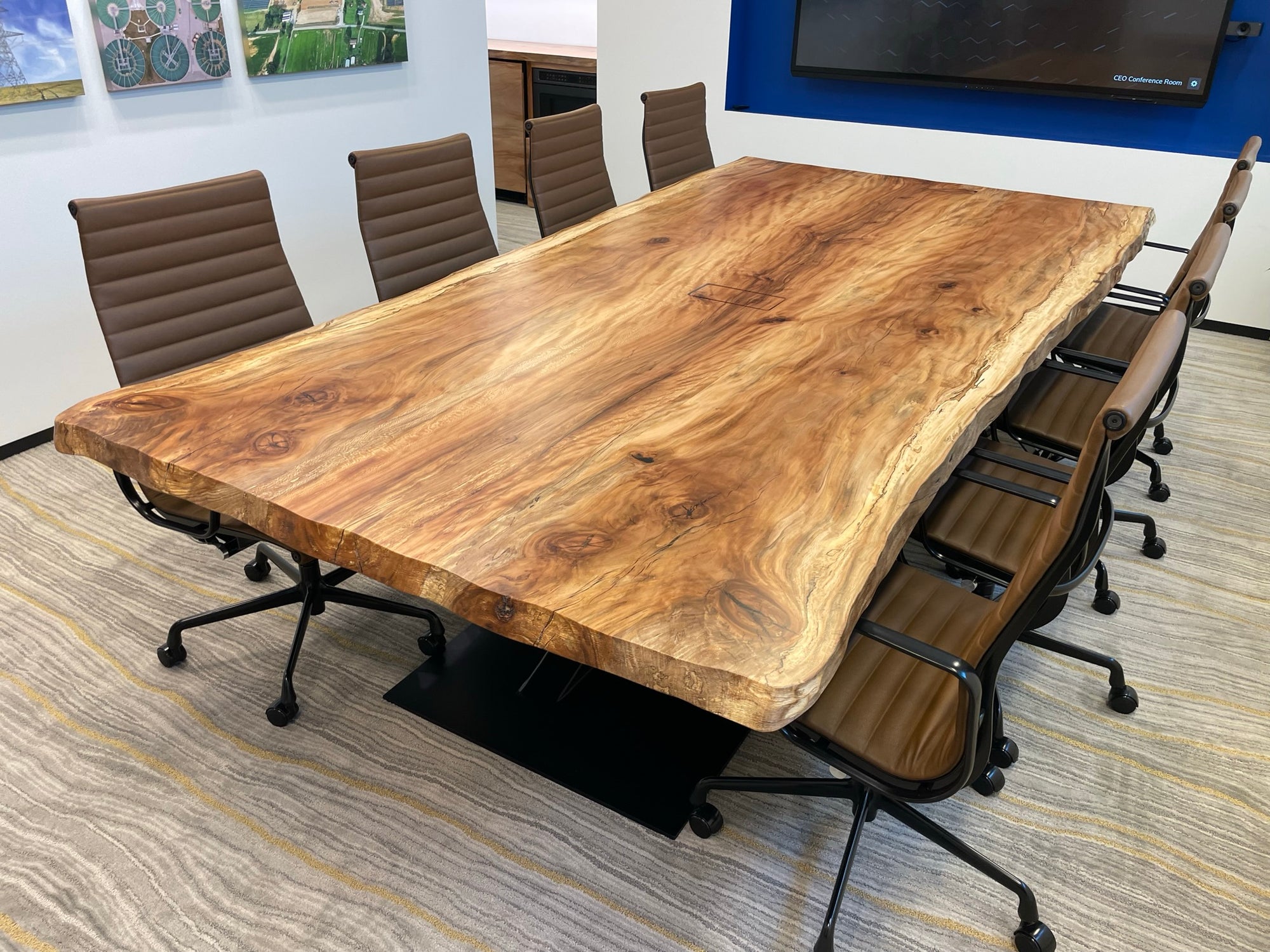 Red Oak Epoxy River Dining Table 333 - KC Custom Hardwoods