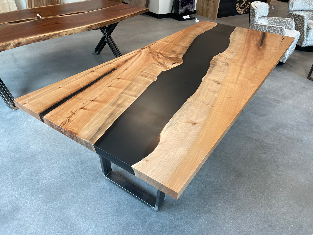 Maple Epoxy River Dining Table with Smokey Epoxy (8&#39; long)