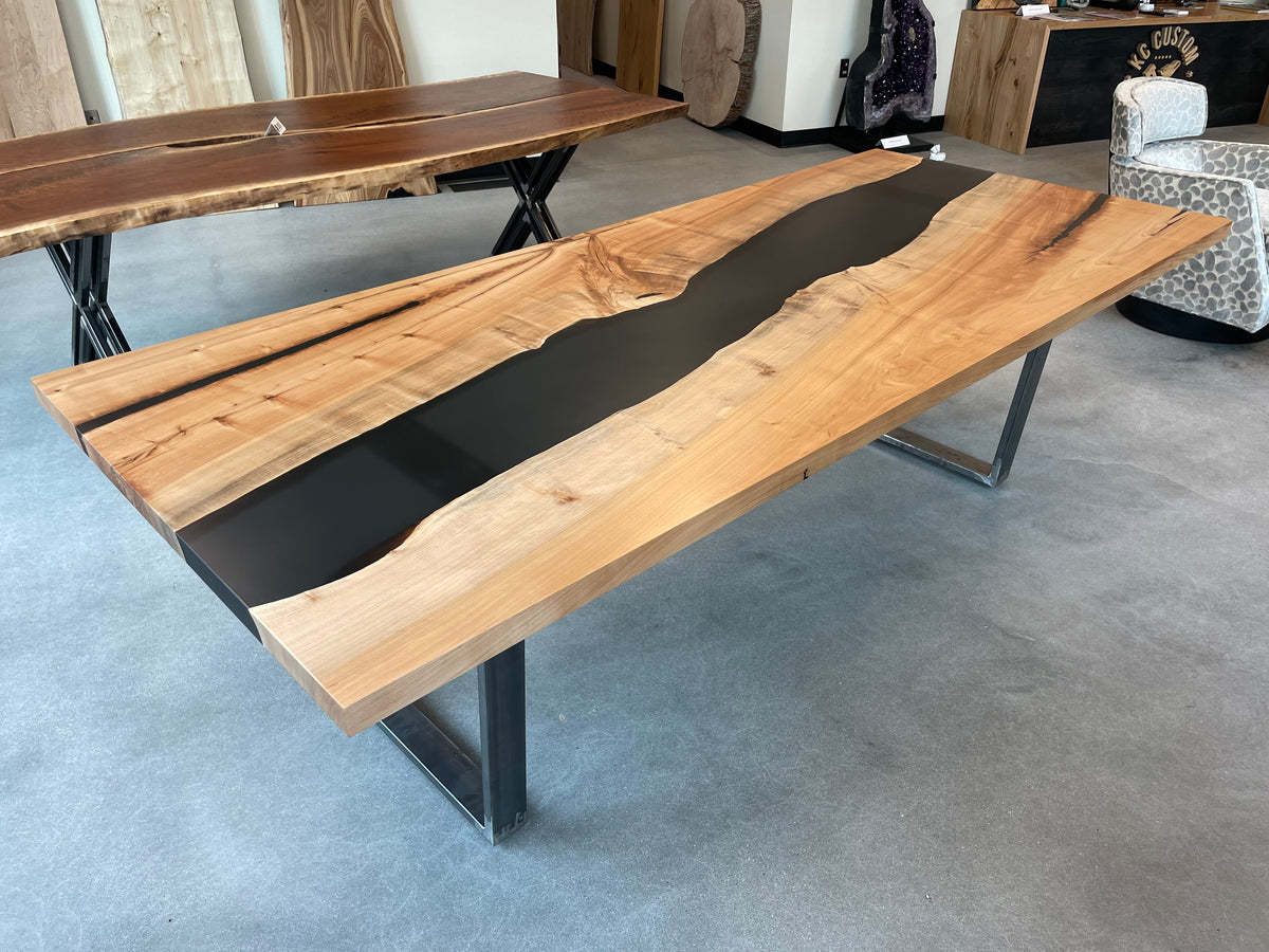 Maple Epoxy River Dining Table with Smokey Epoxy (8&#39; long)