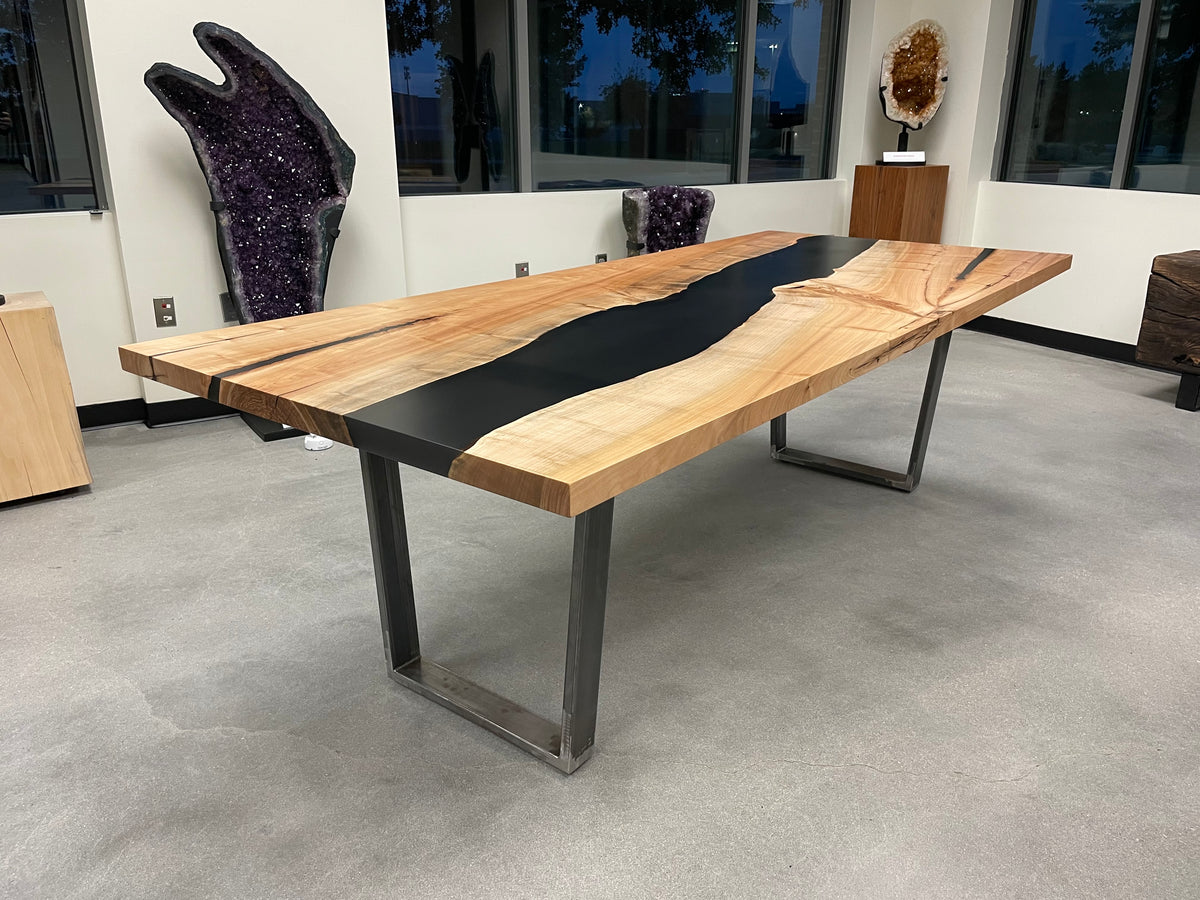 Maple Epoxy River Dining Table with Smokey Epoxy (8&#39; long)