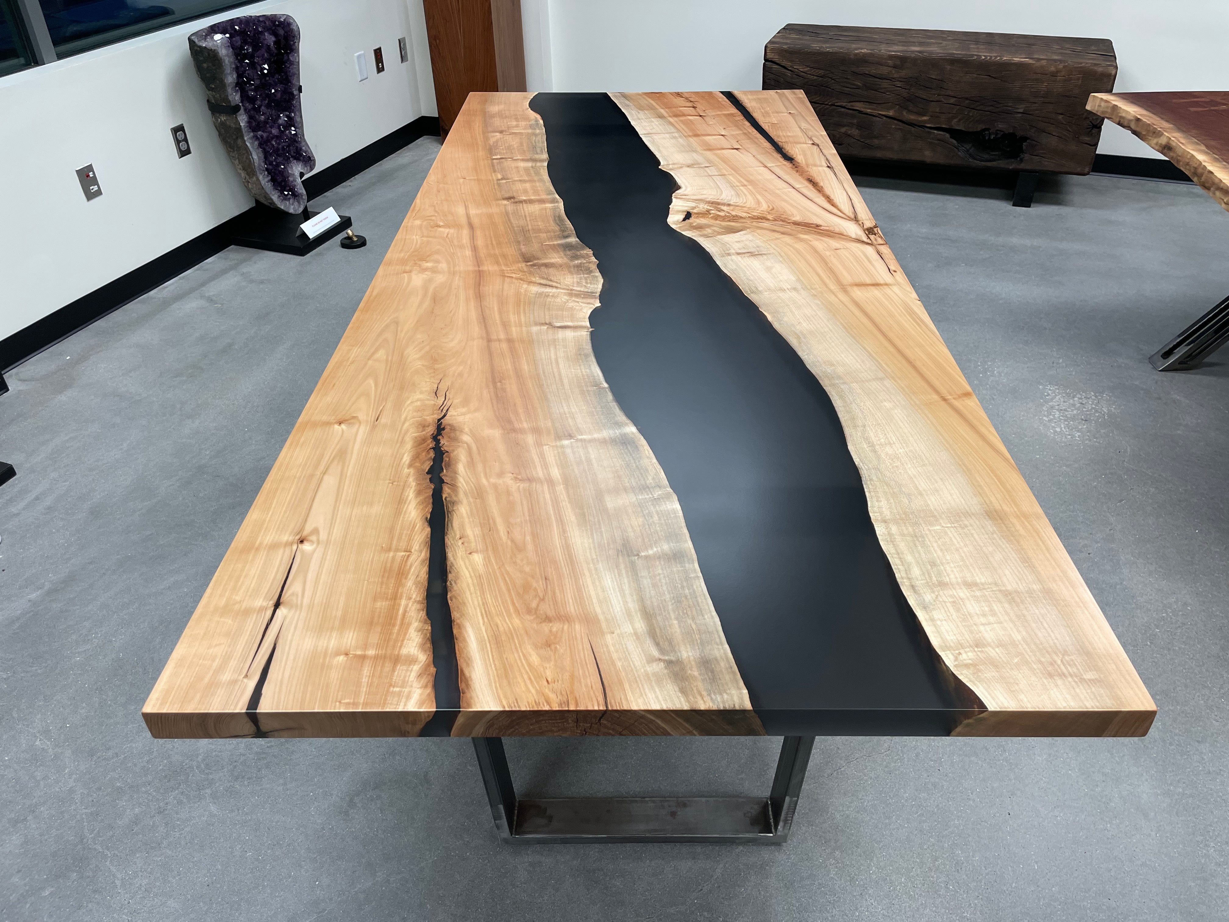 Maple Epoxy River Dining Table with Smokey Epoxy (8' long) - KC Custom ...