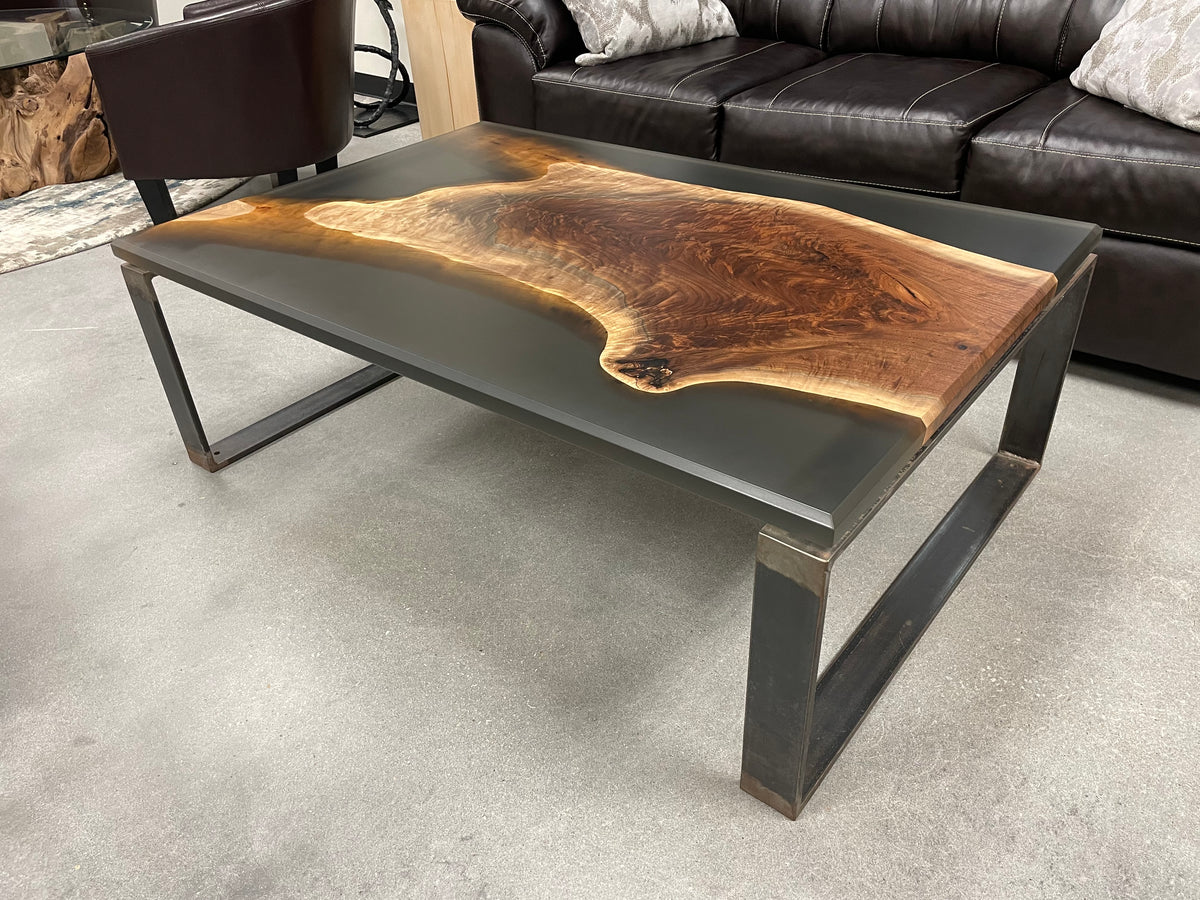 Epoxy Casted Black Walnut Coffee Table 141 KC Custom Hardwoods