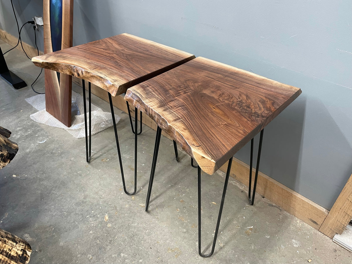 Live Edge End Table on Hairpin Legs