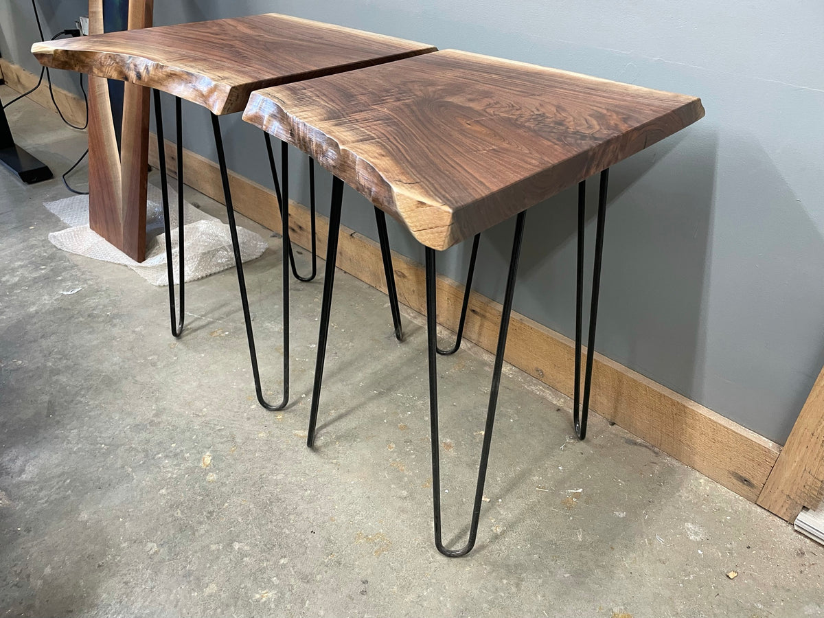 Live Edge End Table on Hairpin Legs