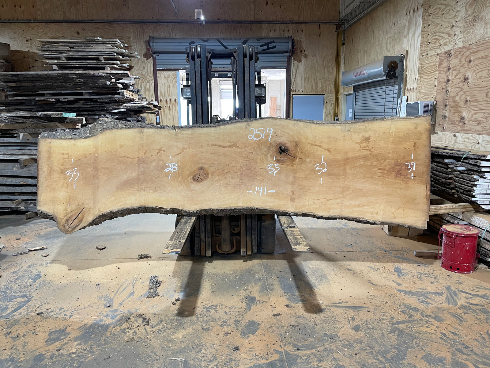 Sycamore (2519) 141” L X 28-39” W X 3” T