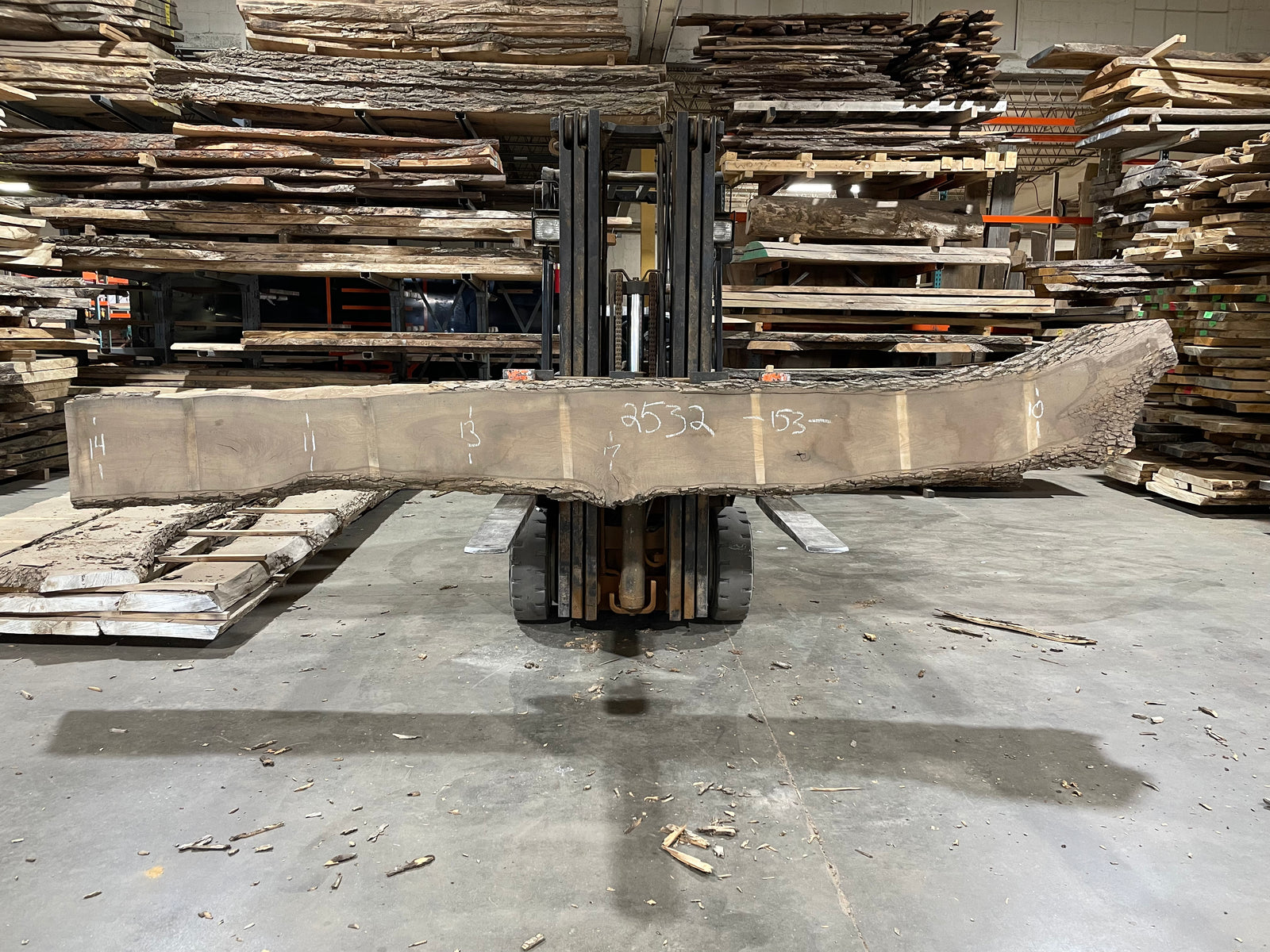 Ash (2532)  153” L x 10-17” W x 2.5” T