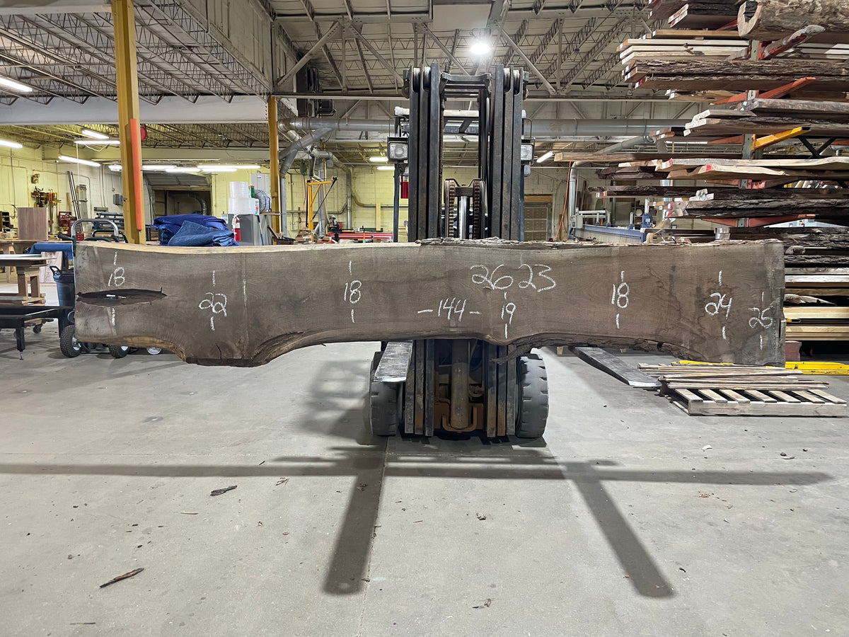 Walnut (2623) 144” L x 18-25” W x 3” T