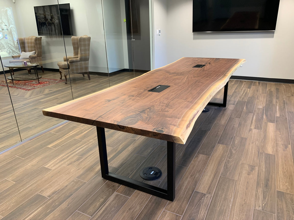 Walnut Conference Table With Outlets