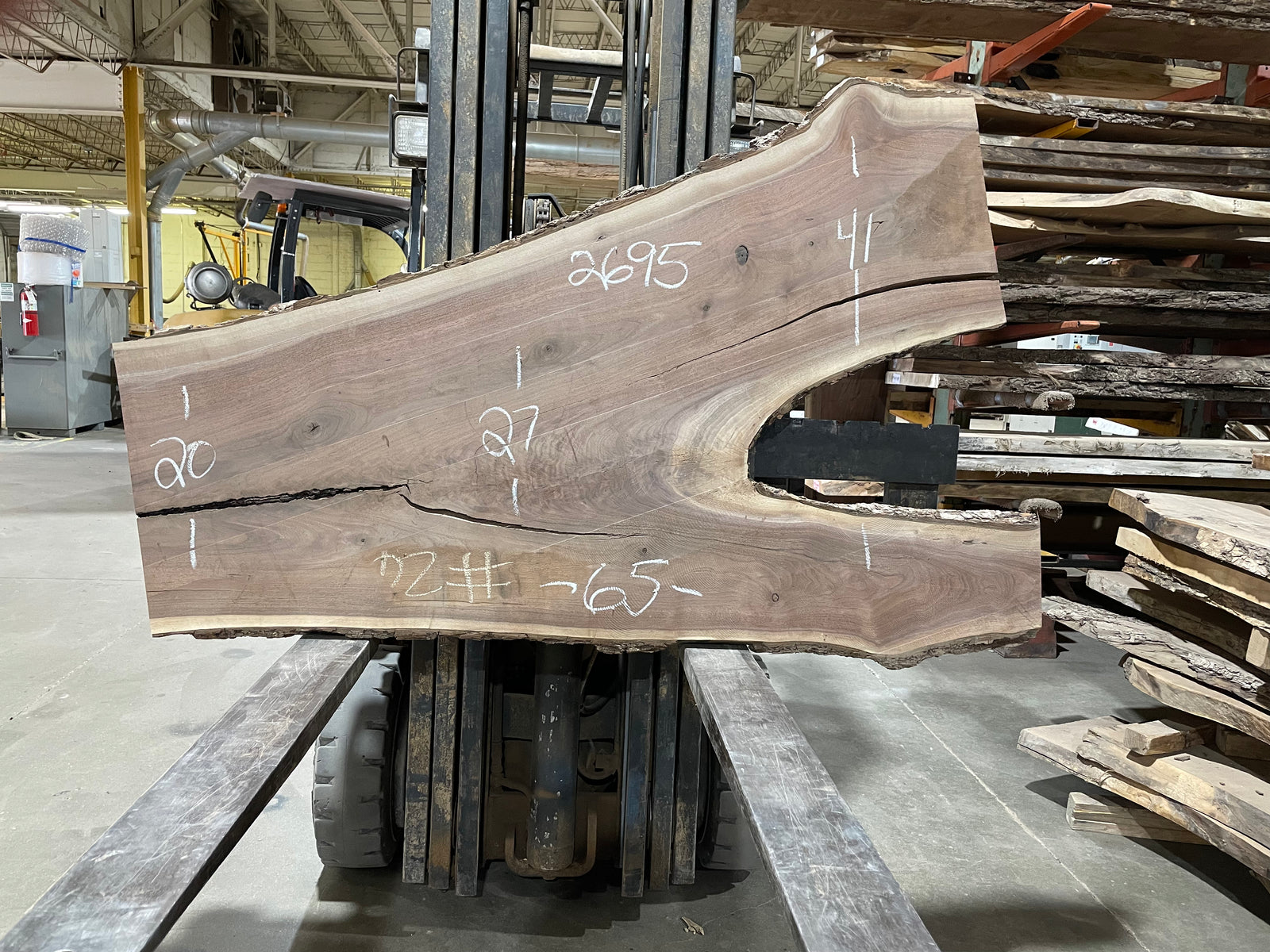 BLACK WALNUT (2695)  65” L x 20-41” W x 1.75” T
