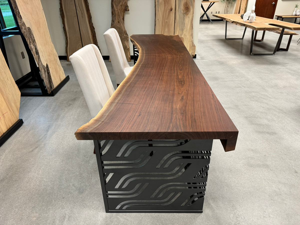 Live edge black walnut reception desk