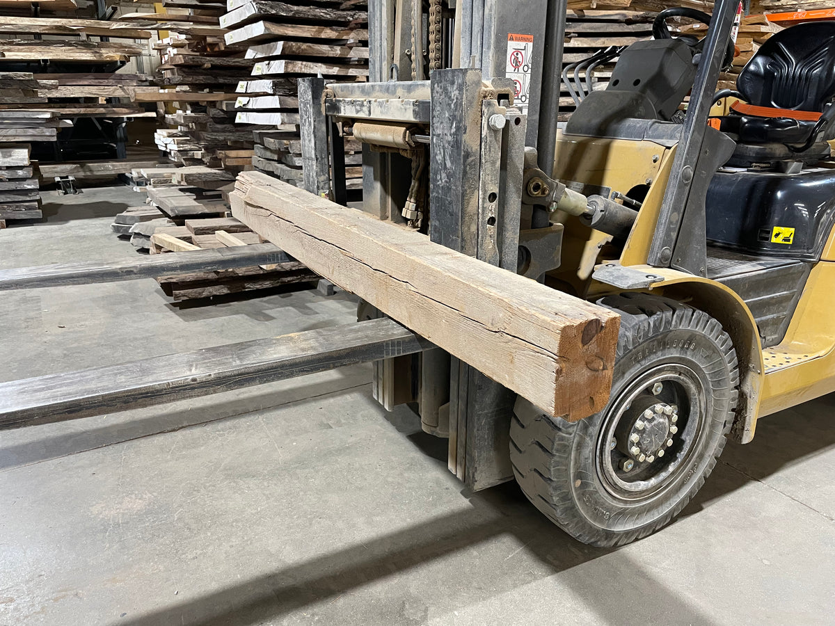 Yellow Pine Barn Beam (2965) 90” L X 5.5-7.5” W X 7.5” T