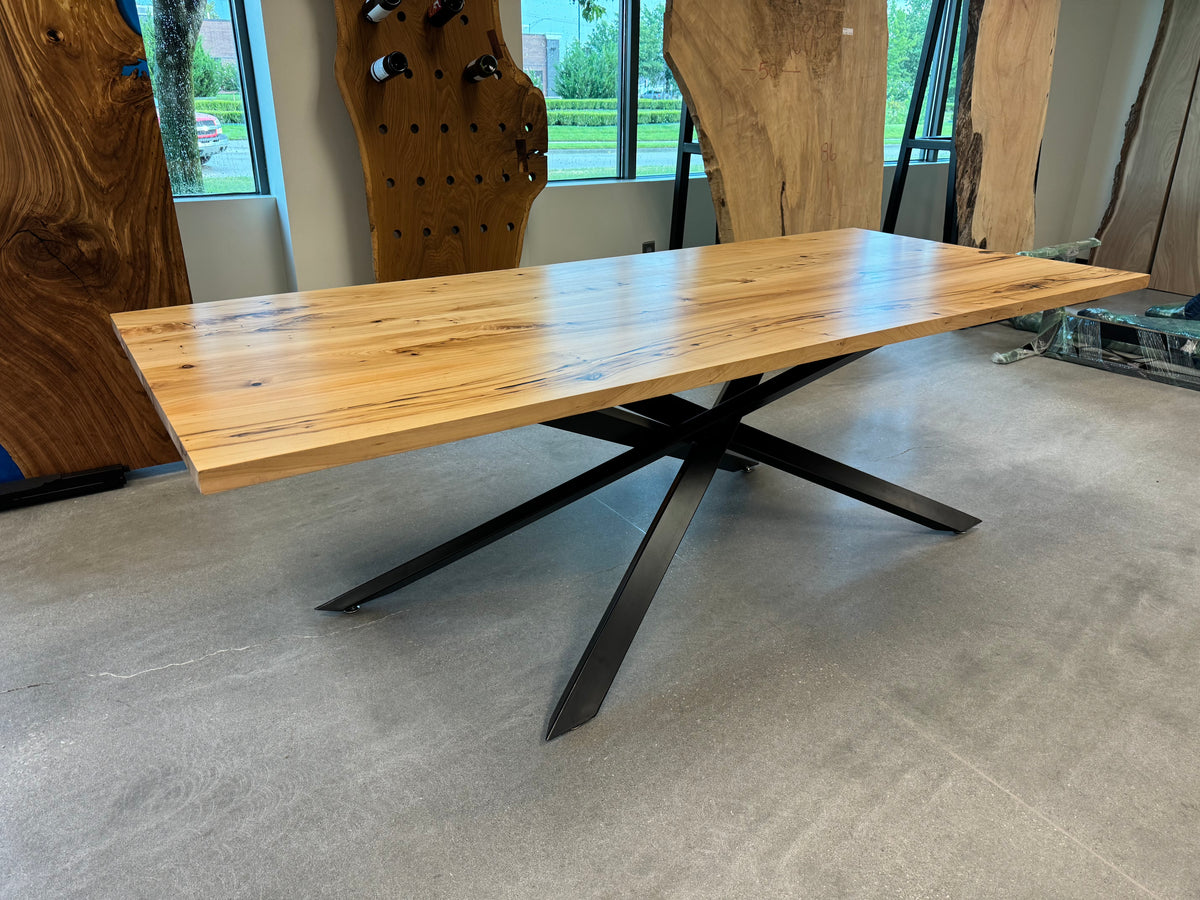 Elm Table on Custom Steel Base