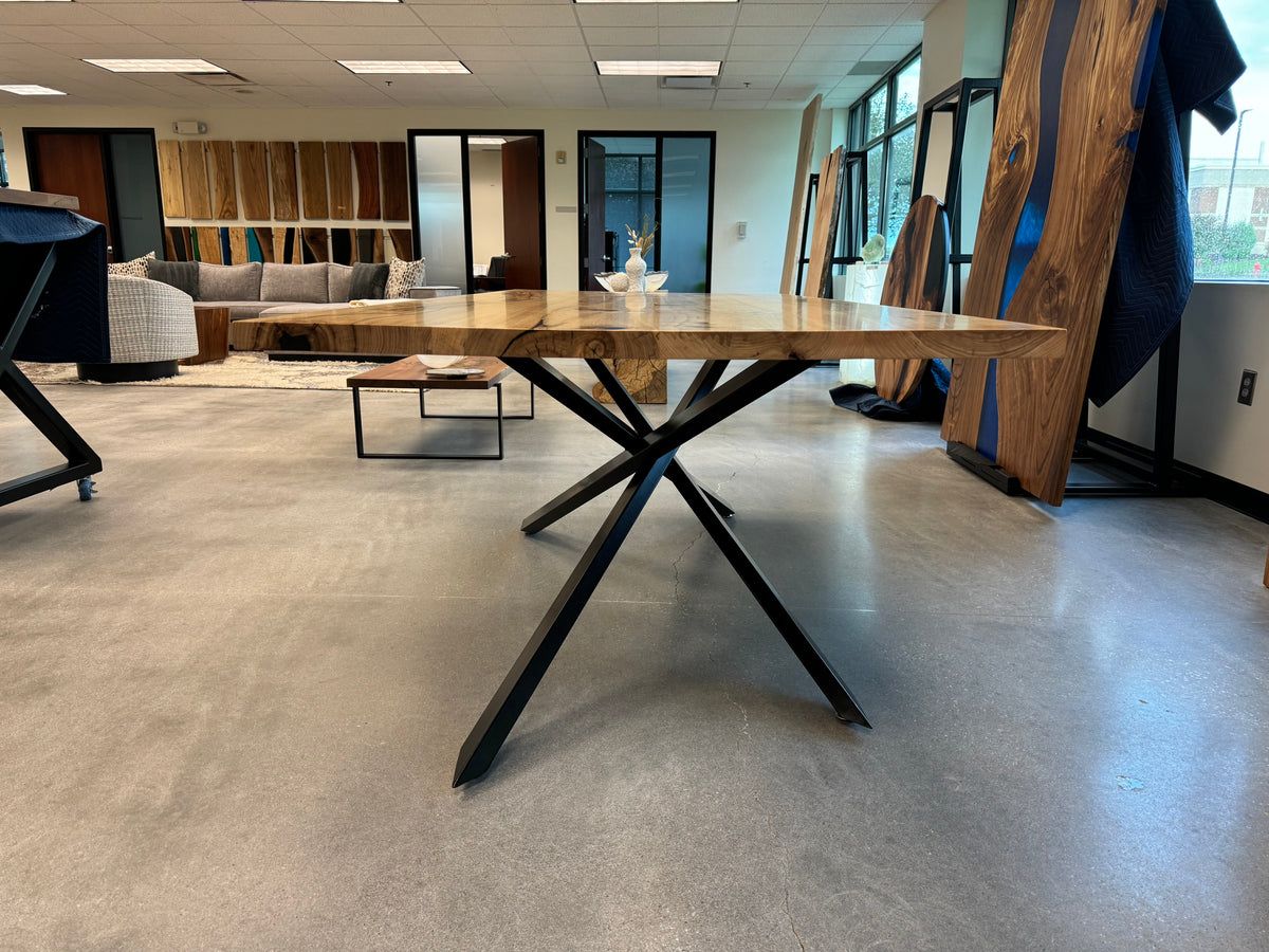 Elm Table on Custom Steel Base