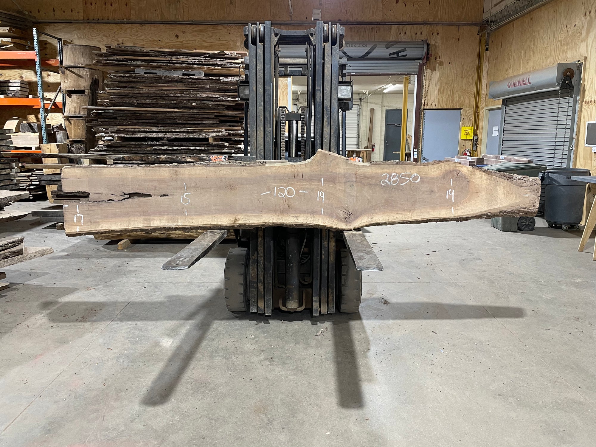 BLACK WALNUT (2850)  120” L x 14-19” W x 2.25” T