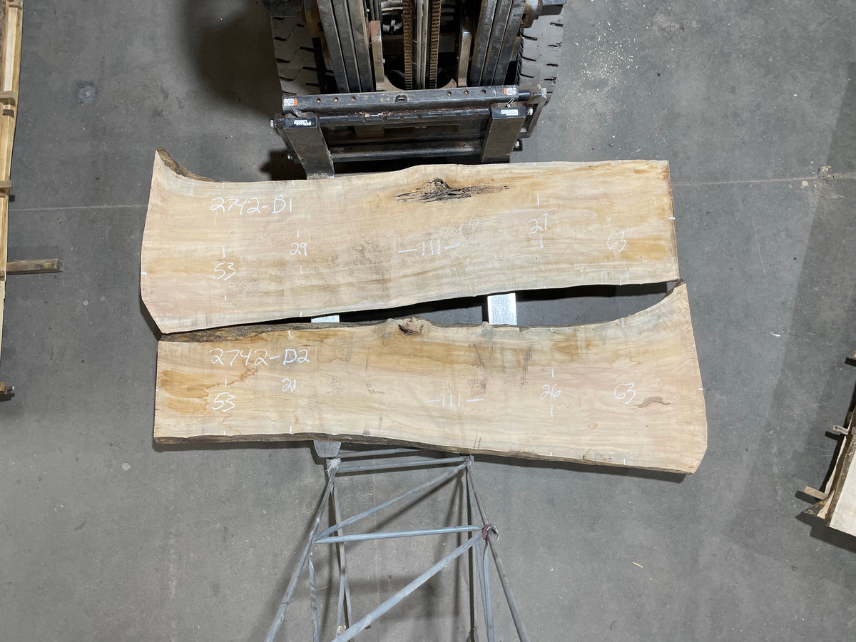 Maple - Bookmatch set (2742) 111&quot; L x 53-63&quot; W x 2.25&quot; T